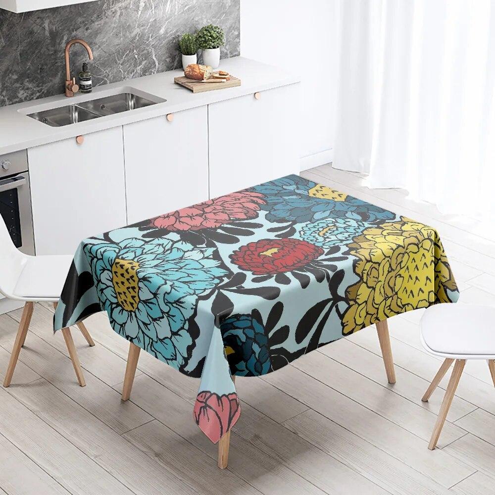 Скатерть с цветочным рисунком, домашний декор, устойчивая к пятнам, водонепроницаемая скатерть, украшение для стола, прямоугольные кухонные столешницы для камина