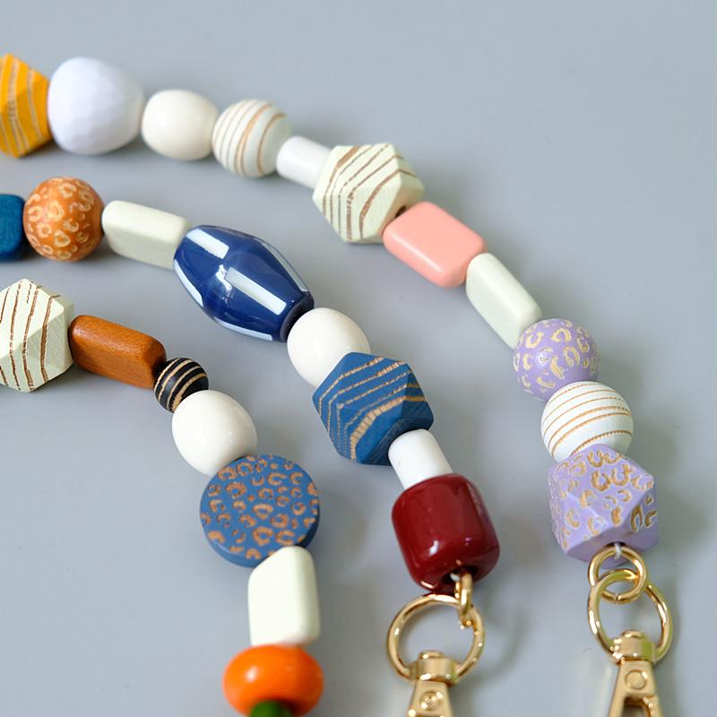 Новая женская сумка, аксессуар, красочные деревянные смоляные бусины, браслет ручной работы, чехол для телефона, ремешок, женская сменная сумка, ручка-цепочка
