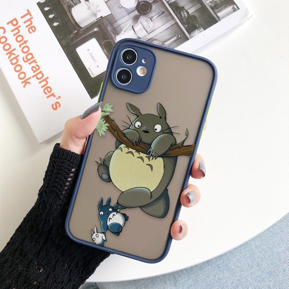 Чехол для телефона с японским аниме и забавным Тоторо для iPhone 11 12 13 14 Pro Max XR X 8 7 Plus Pro XS Mini Skin Feeling Cases Silicone Cover