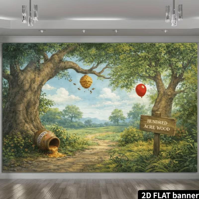 2D Hundred Acre Wood Pooh Forest Wall Tapestry