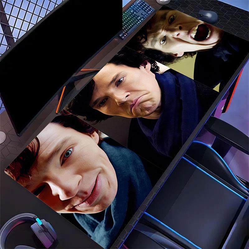 Sherlock collage Mouse Pad, Large Gaming Desk Mat, Non-slip XXL Mousepad for Laptop & Tablet, Mini PC Playmat with Stitched Edges