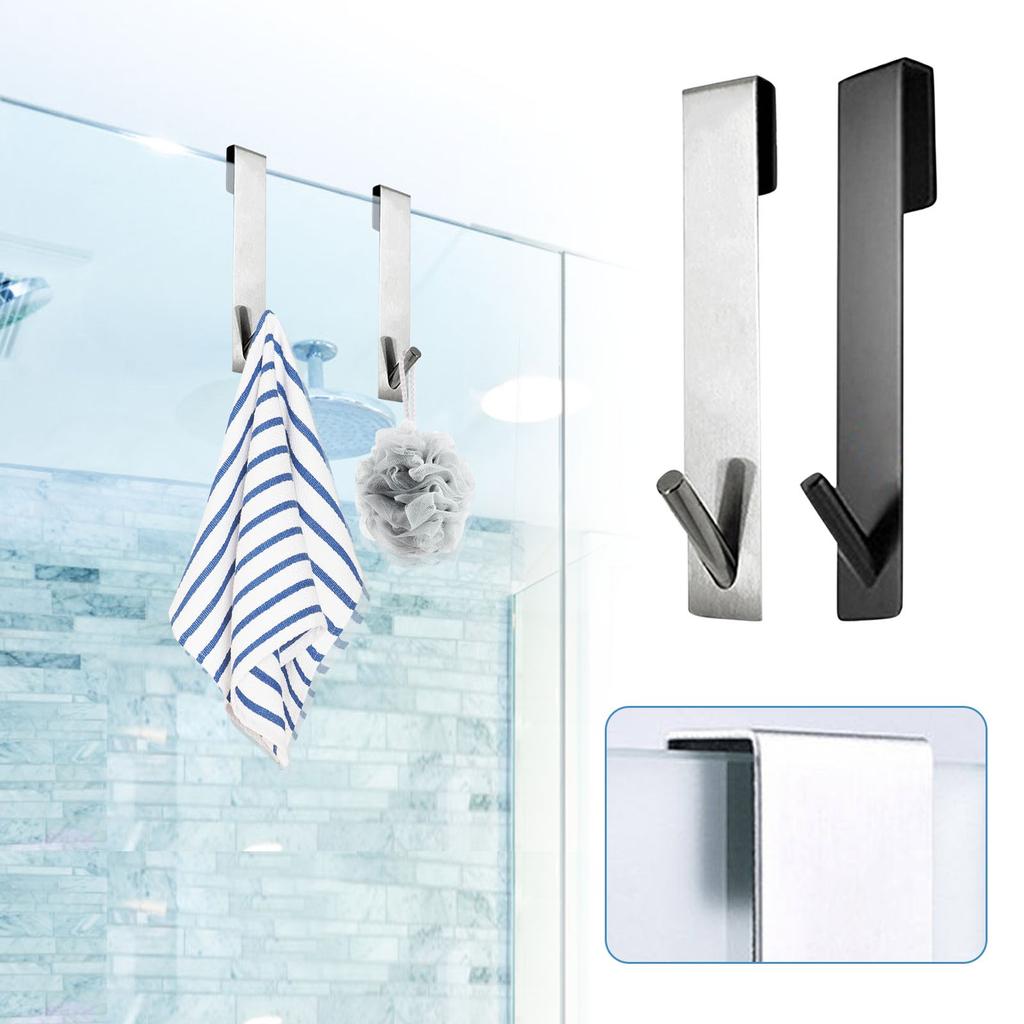 Extended Door Hooks For Bathroom Frameless Glass Shower Doors, Stainless Steel Towel Hooks, Heavy Duty Hanger Hooks