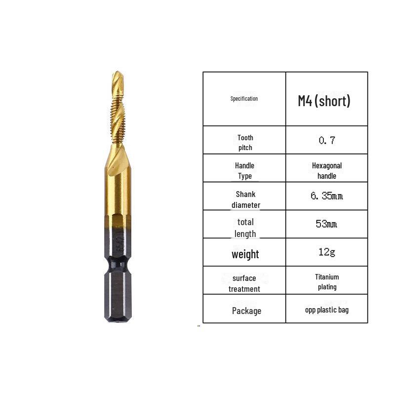 Набор спиральных метчиков из быстрорежущей стали с шестигранным хвостовиком для электродрелей