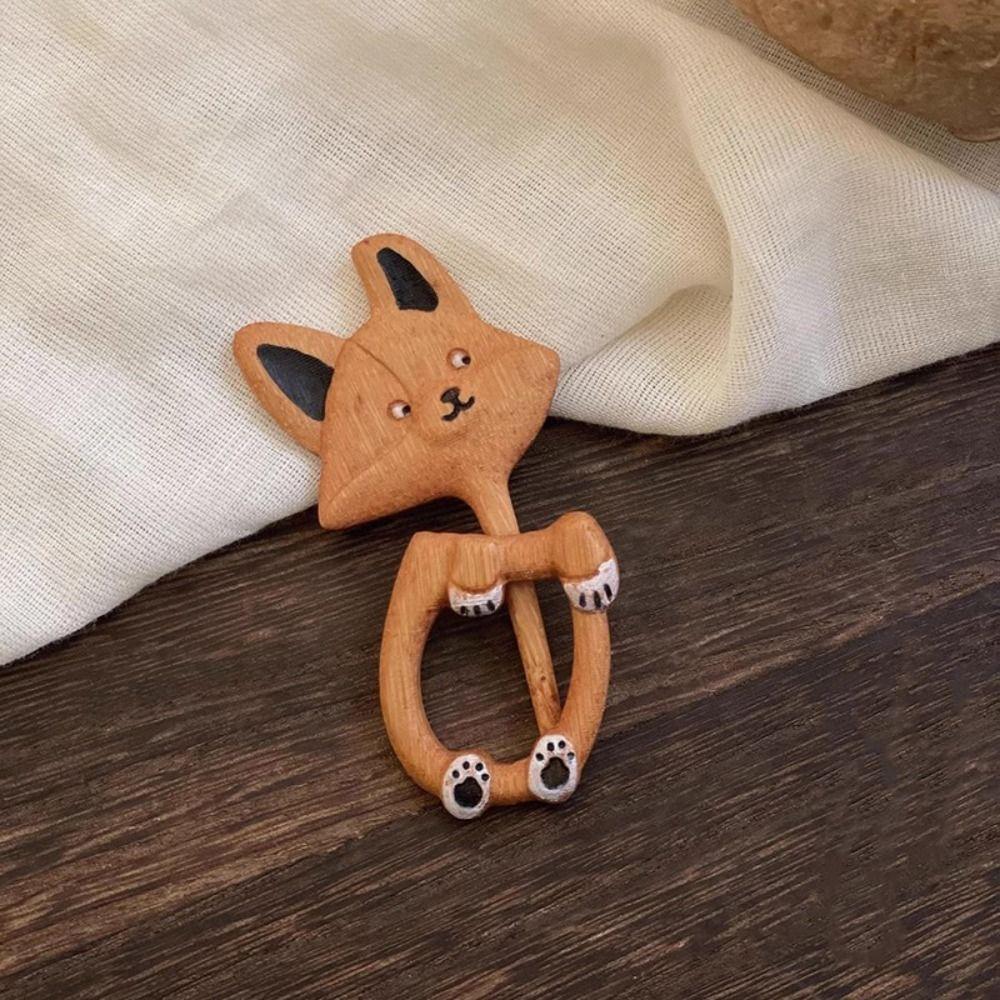 Милая брошь-значок в виде животного, свитер, щенок, котенок, пряжка для шарфа, ретро, деревянная, для вечеринки