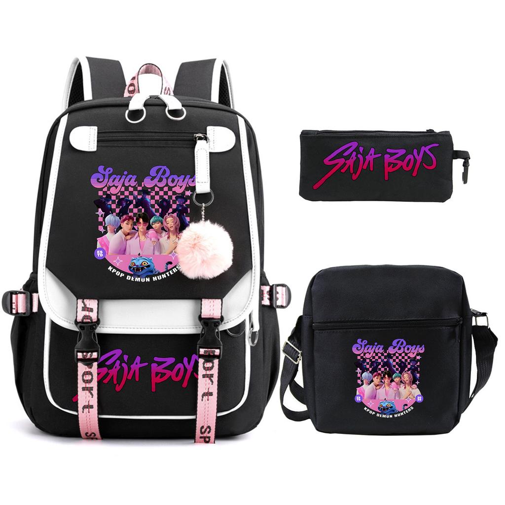 K-Pop Anime Cartoon Portable Shoulder Backpack Student Leisure School Bag Three-Piece Set