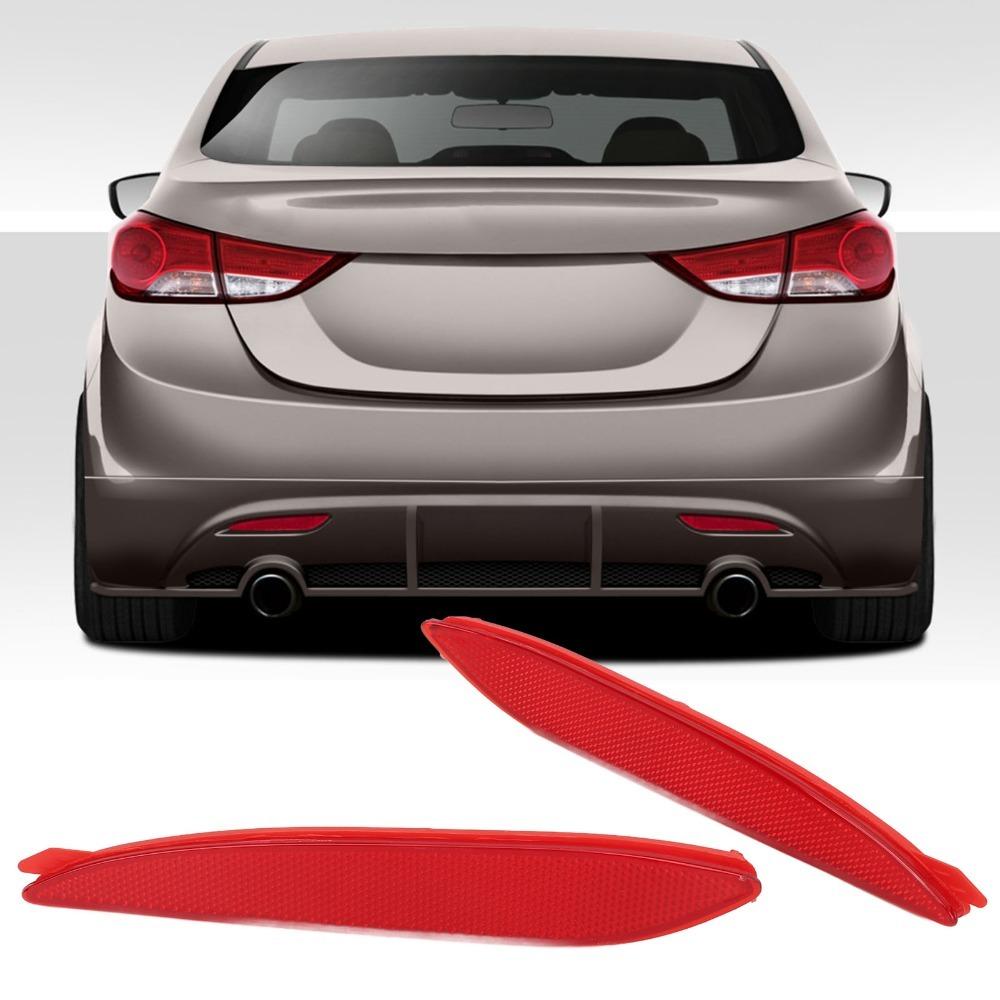 2PCS Red Bumper Reflector ABS Reflector Light for Elantra GL GLS L Limited 2011-2013 Rear Warning