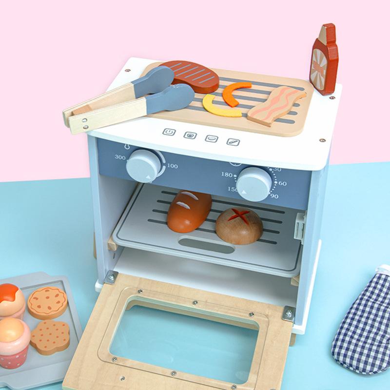 Children's Early Education Educational Simulation Play-house Microwave Oven Bread Baking Dessert Package Kitchen Wooden Toys