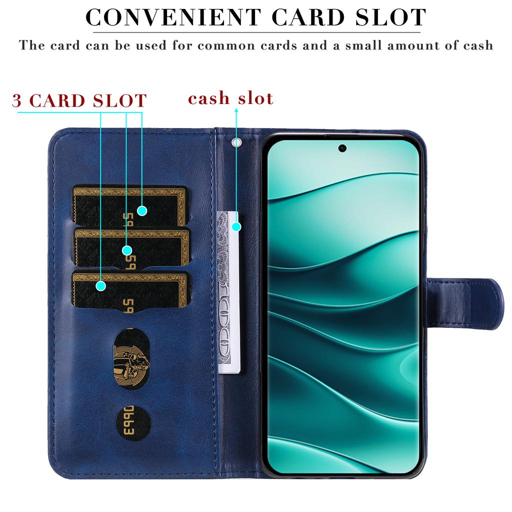 Чехол-книжка с молнией для Xiaomi Redmi Note 14 Pro+ 5G/Note 14 Pro 5G/Poco X7 5G, кошелек, текстура телячьей кожи, чехол для телефона из ПУ кожи