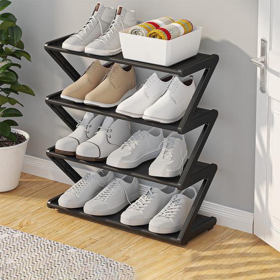 Shoe Storage Rack 4 Tiers Installation Large Stable Free Standing Easy Capacity Z-shaped Home