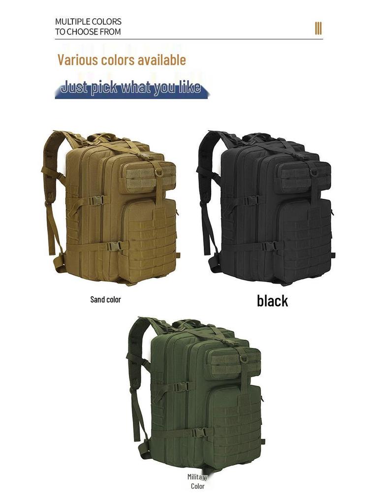 In Stock: 720D Waterproof 45L Tactical Backpack - Molle Expandable, Outdoor 3P Assault, Large Size, Shoulder Strap