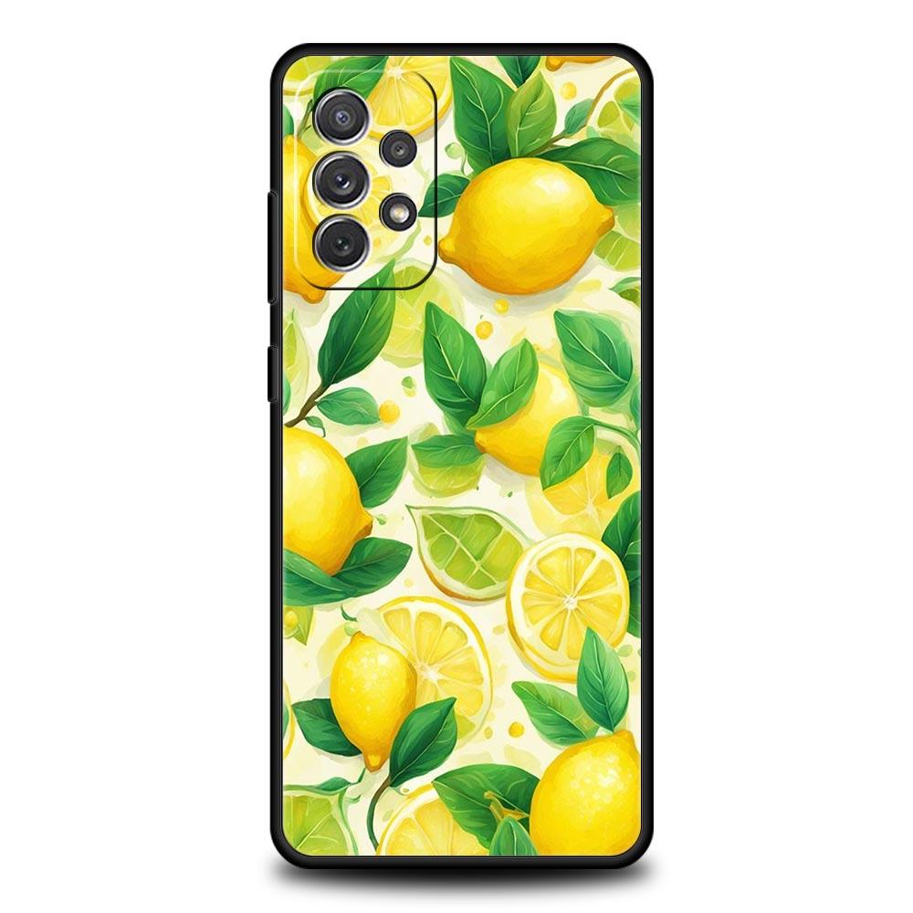 Летний чехол для телефона с принтом лимона и свежих фруктов для Samsung Galaxy A55 A35 A15 A14 A13 A25 A54 A51 A71 A72 A73 A32 A52 A41 5G, мягкий ТПУ