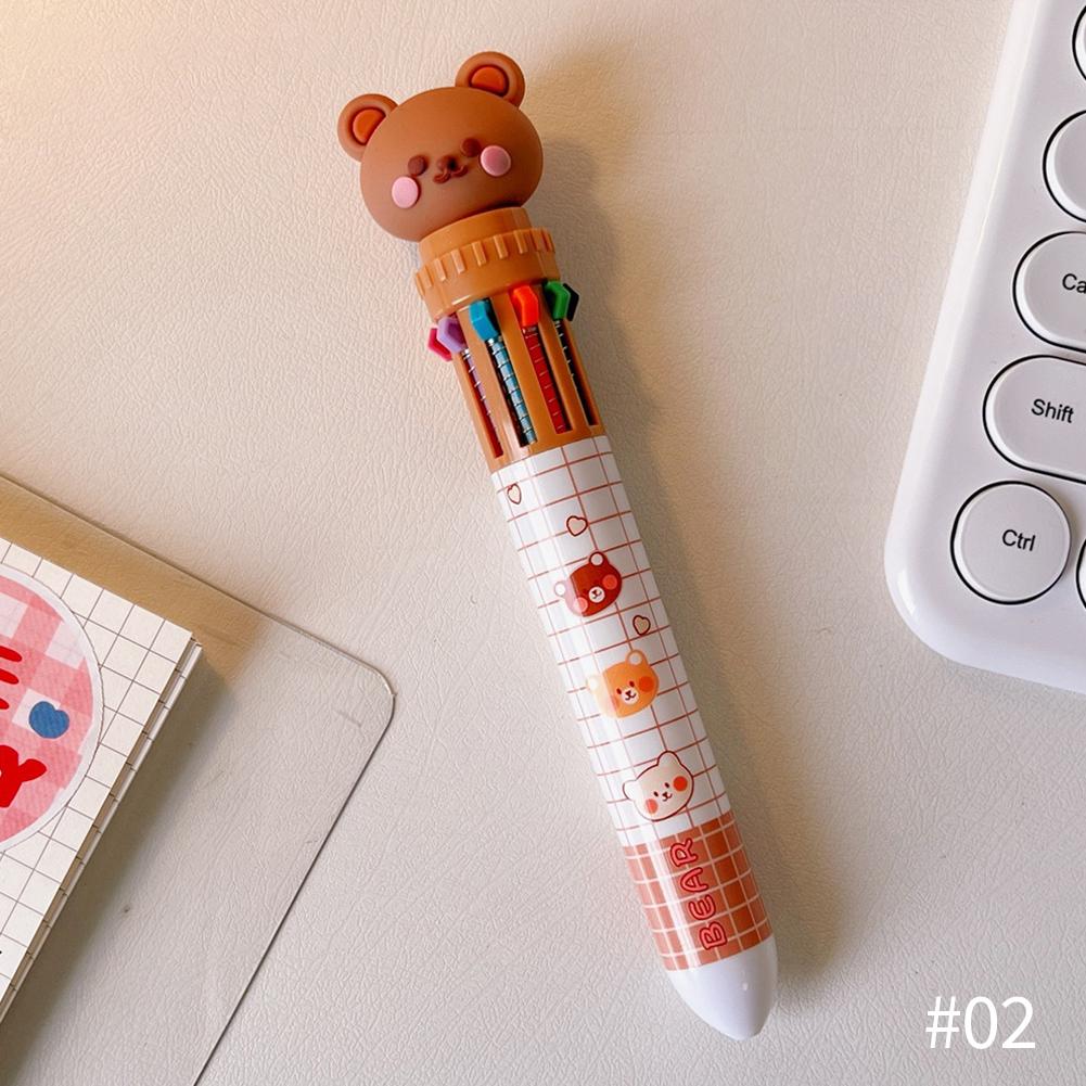 10 цветов, 0,5 мм, студенческая шариковая ручка с героями мультфильмов, красочные ручки с милыми животными, детский дневник, стационарные канцелярские принадлежности для рисования, скрапбукинга