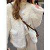 МОДА Маленькая ароматная белая куртка из искусственной овечьей шерсти, зимняя, новая, французская, обтягивающая, универсальная, плюшевая, утолщенная, верхняя часть
