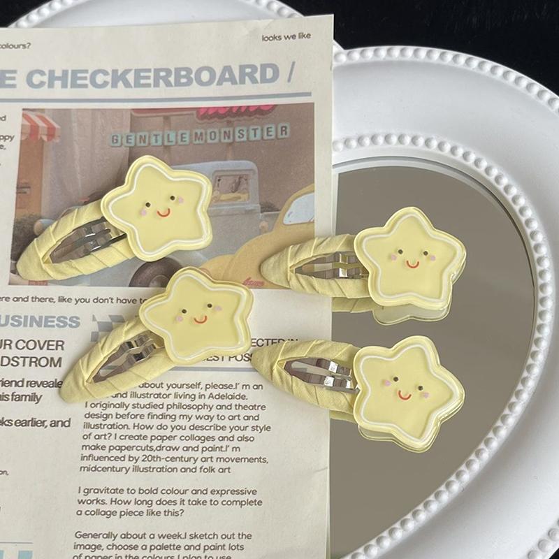 1 пара милых заколок для волос в виде звезд с улыбкой, универсальная милая желтая акриловая заколка для волос для женщин, девочек, кавайные аксессуары для волос, подарки