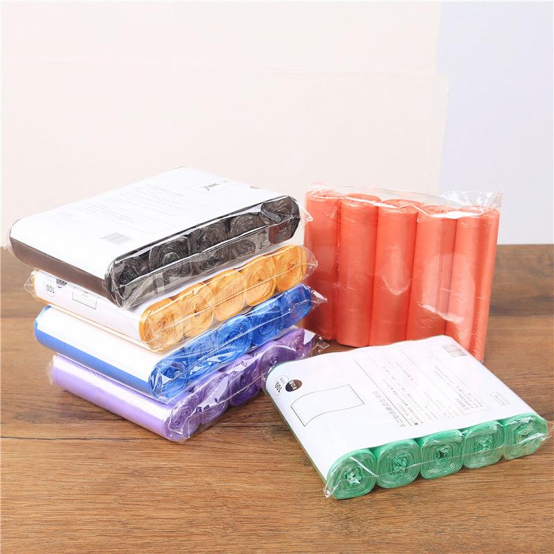 5 Rolls 1 Pack 100Pcs Household Disposable Trash Pouch Kitchen Storage Garbage Bags Cleaning Waste Bag Plastic Bag