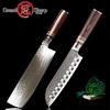 2 Pcs Damascus Kitchen Knives Set Damascus Knives Vg10 Japanese Steel Santoku Nakiri Knife