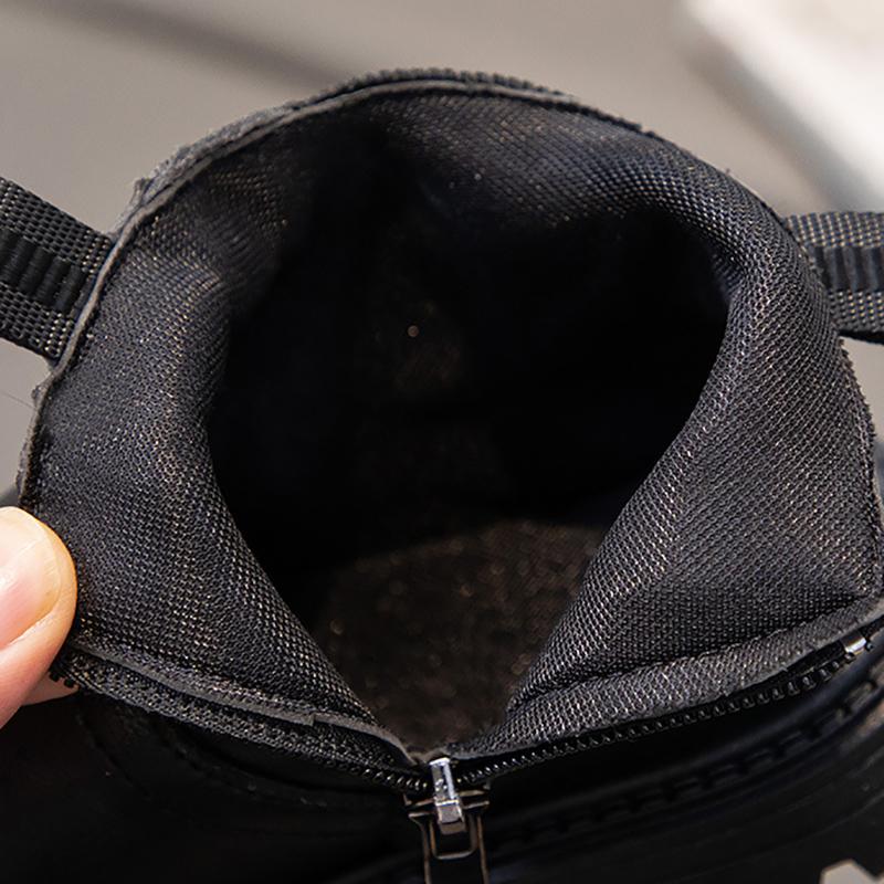 Модные короткие ботинки для мальчиков и девочек, нескользящие ботинки в британском стиле, детские ботинки с боковой молнией, кожаные ботинки с противоскользящим покрытием