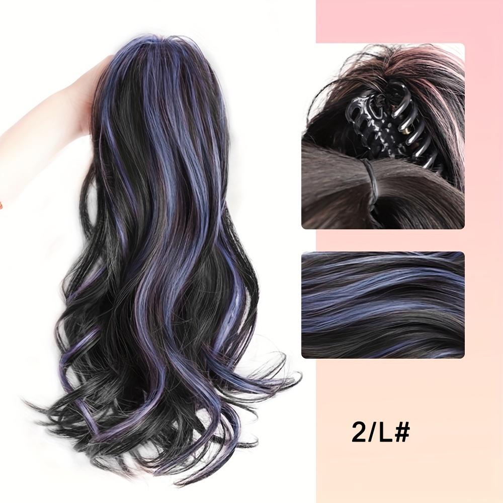 Элегантные яркие цветные синтетические волокна, хвостик, зажим для наращивания волос для женщин, 14 дюймов, волнистый хвостик-фонтан