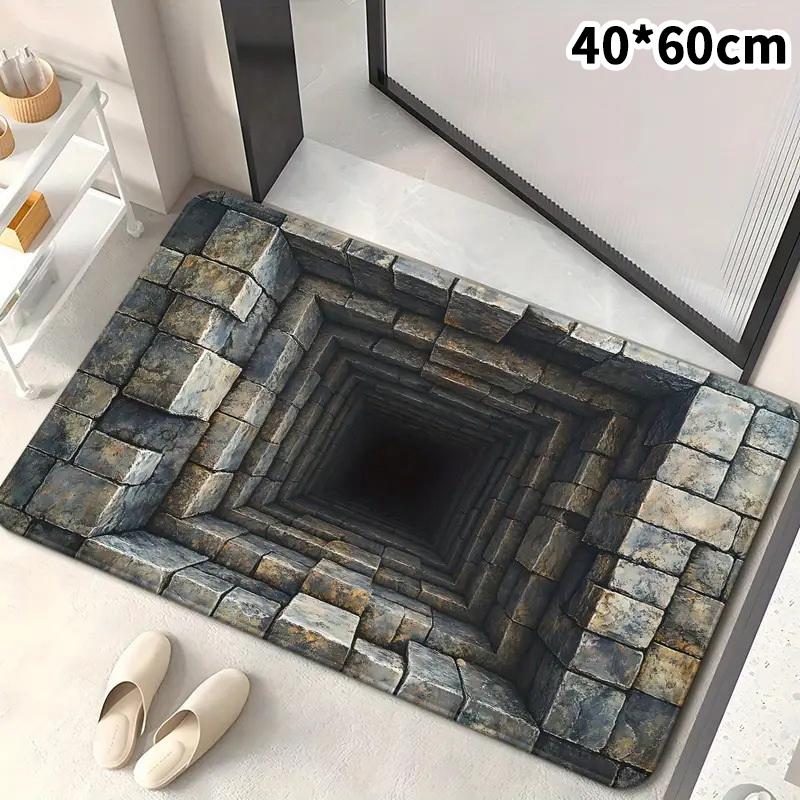 3D Визуальный Полиэстеровый Тканевый Коврик для Пола для Домашней Ванной Комнаты, Впитывающий и Нескользящий Коврик для Ног, Легкий в Уходе