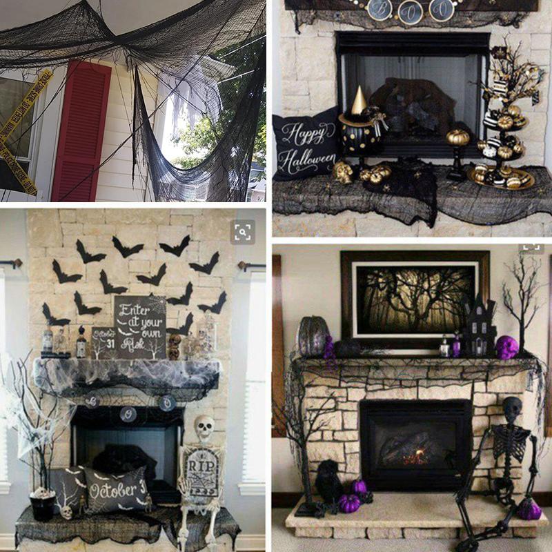 Halloween Gauze Ornaments Wall Hanging Black Polyester Home Garden Holiday Supplies