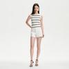 VEROMODA Women's Striped Knit Round Neck Vest