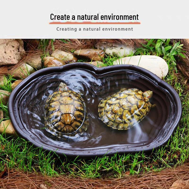 Бассейн с черепахами и черепахами: Полуводная ванна и увлажняющий ползущий декор для мест обитания домашних животных, идеальный ландшафтный домик для разведения животных.
