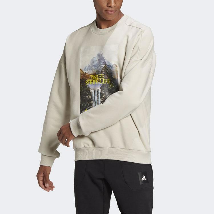 Adidas Mountain Graphic Sweatshirt Men Tops Beige GL5691