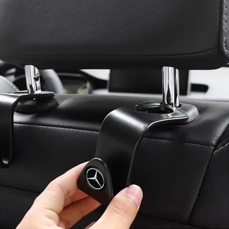 DDE2 2Pcs Car Seat Back Hooks Portable Storage Holder For Mercedes Benz AMG E S C A B Class GLE GLS CLS GLC CLA GLA GLK GLB ML C300