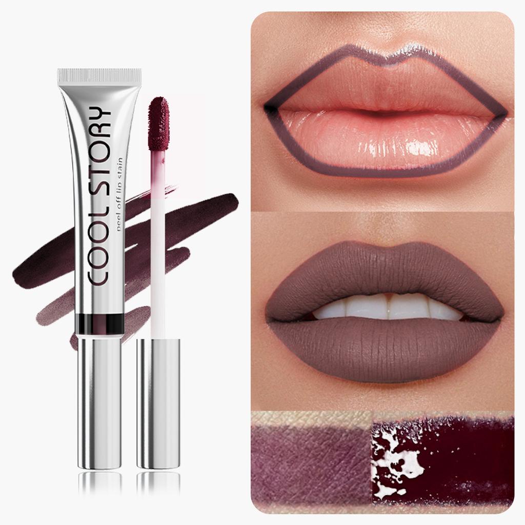 Peel Off Rose Pink Lip Gloss Matte Outline Contour Tattoo Lip Stain Waterproof Transfer Resistant Tear Off Natural Lip Tint