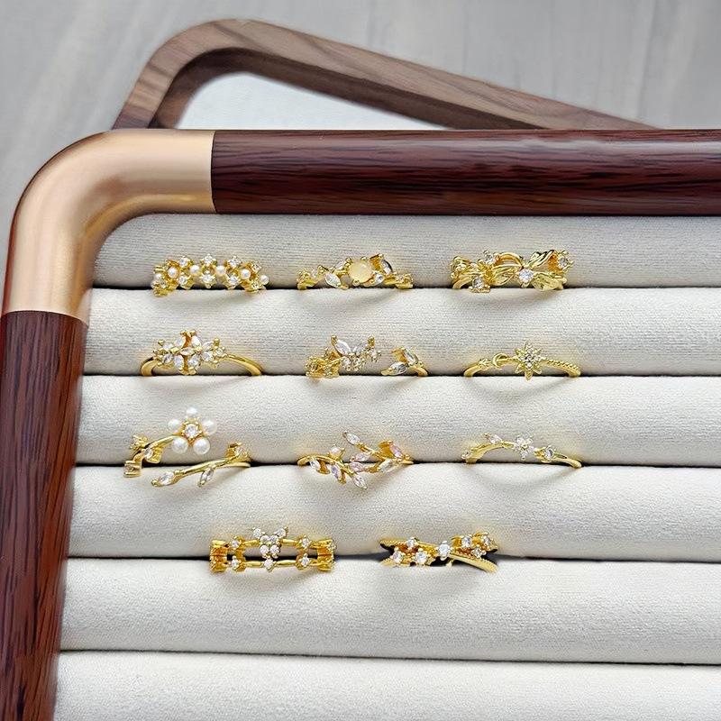 Ретро Нишевый Дизайн Простой Цирконовый Алмазный Раскрывающийся Кольцо Легкая Роскошь Алмазный Характер Высококлассное Кольцо