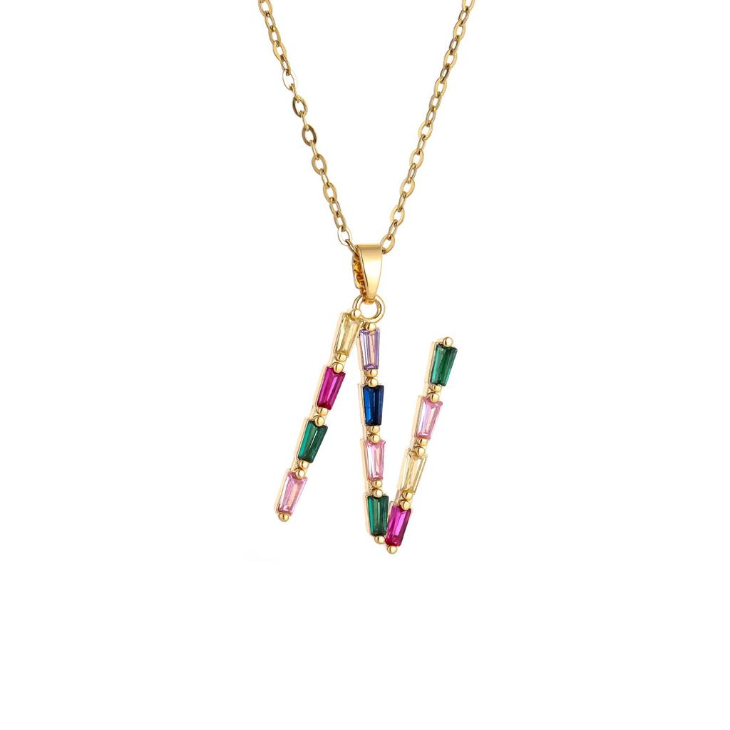 Женское металлическое колье с бриллиантами и цветными драгоценными камнями, Премиальный дизайн ручной работы, Колье с инициалом, Подарок для женщин, Праздничный подарок, Ювелирное украшение для вечеринки