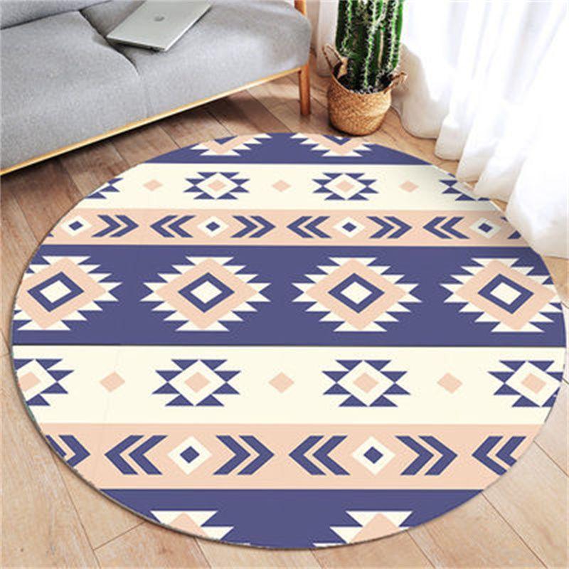 Ethnic Style Circular Carpet Bedroom Minimalist Computer Chair Circular Pad Dressing Table Bedside Dirt Resistant