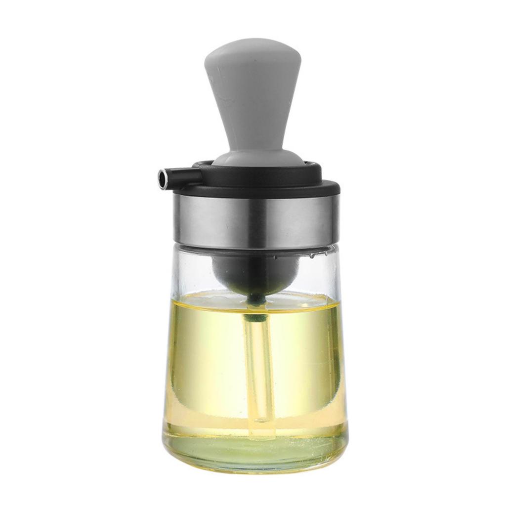 Kitchen Type Slicone Brush Head Bottle Brush Inverted Stainless Steel Transparent Oil Pot Oil Control Bottle Soy Vinegar Bottle