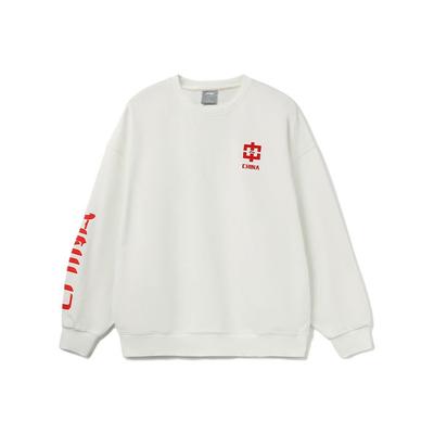 Li Ning Sports Lifestyle Series свитер с буквенным принтом свободный свитшот с круглым вырезом унисекс свитшот белый AWDRB78-1