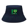Flag of Brazil Print Bucket Hat , Patriotic Fisherman Cap Solid Color Unisex Candy Color Beach Hat