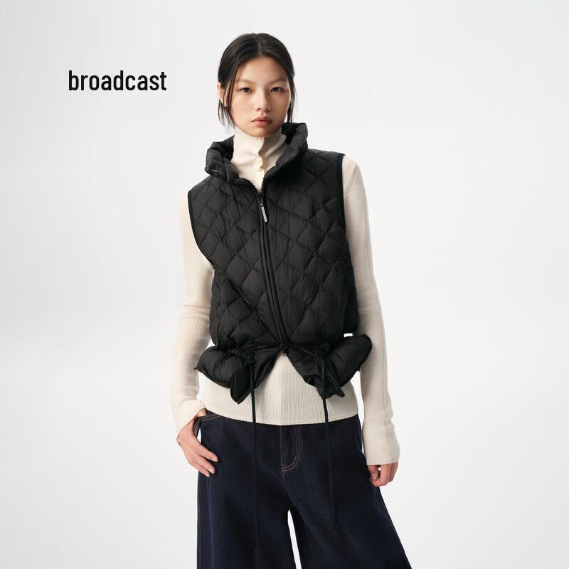 Broadcast Women's Stand-Collar Waist-Cinched Down Vest