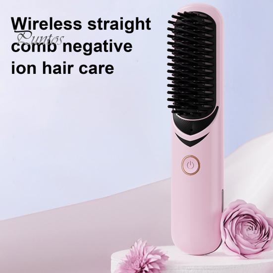 Беспроводной выпрямитель для волос с 3 регулируемыми температурами, быстрый нагрев, портативная дорожная горячая щетка с отрицательными ионами, электрическая расческа для укладки вьющихся волос, распутывающая их