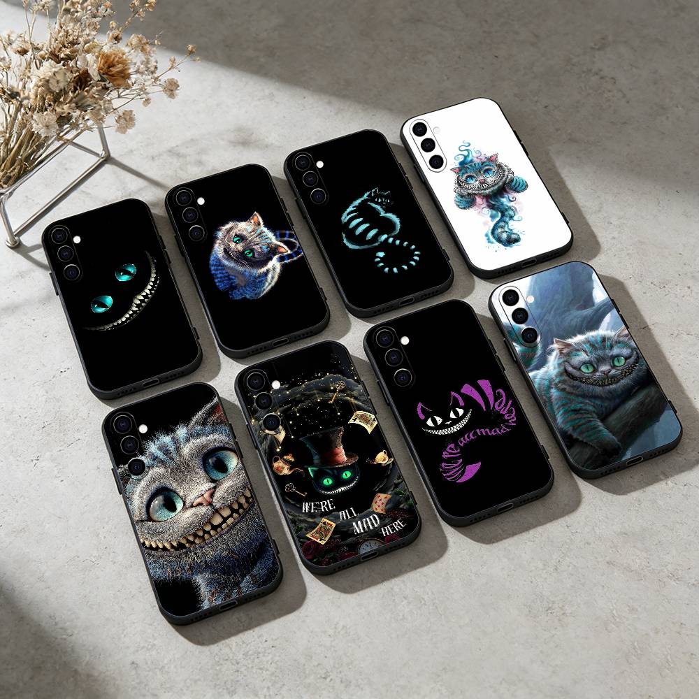 Cute C-Cheshire cat Phone Case For Samsung GalaxyA13,21s,22,31,32,52,53,71,72,73,Soft Black Cover