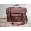 Leather Messenger Bag Men Briefcase Buffalo Leather Laptop Bag Handmade Travel Handbag Brown Cross-body Bag.