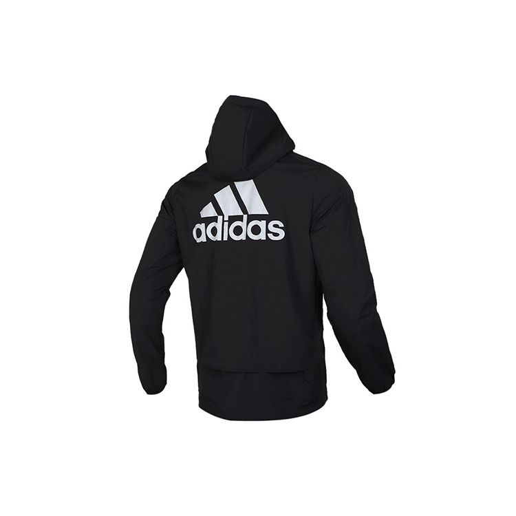 adidas Мужская тканая куртка с логотипом Back, черная EH3770