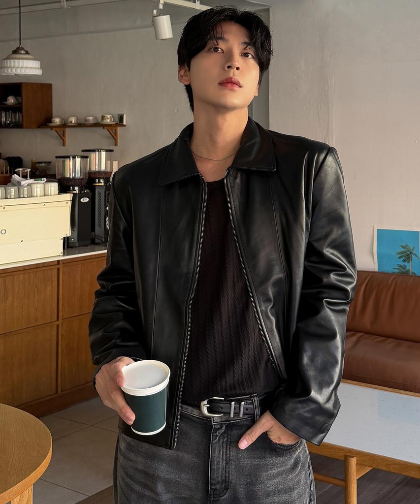 LEFTSEOUL Men'S Urban Lambskin Jacket [Black]