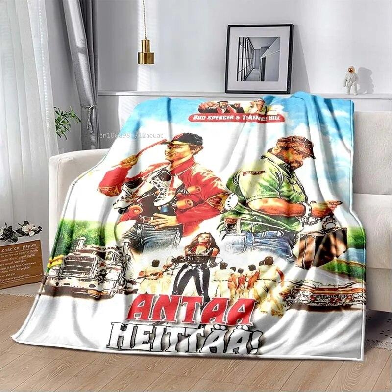 Одеяло с принтом Теренса Хилла и Бада Спенсера, комедийный персонаж, теплое тонкое фланелевое мягкое и удобное домашнее дорожное одеяло, подарок