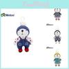 Charming Metoo Rabbit Keychain Plush Toy With Ultra-soft Crystal Plush In Gray Overalls