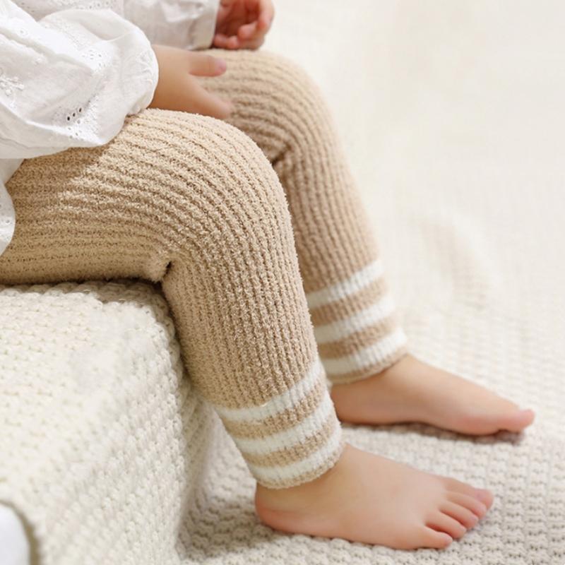 Зимние колготки для девочек, осенние детские термобелье для мальчиков, толстые полосатые штаны, детские теплые милые леггинсы из кораллового флиса, детские аксессуары