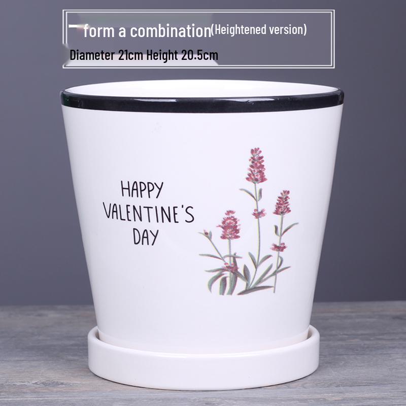 2025 Большой керамический цветочный горшок с поддоном для балкона и гостиной - Орхидея и Суккуленты в стиле альбома