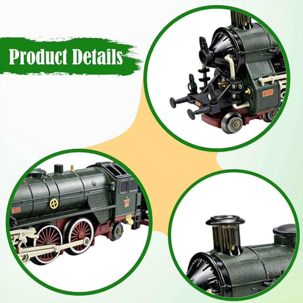 Игрушечный паровоз, Подарок для коллекции, с дымом, светом, звуками, Ретро-поезд, Модель локомотива для мальчиков и девочек, Домашний, Детский, День рождения