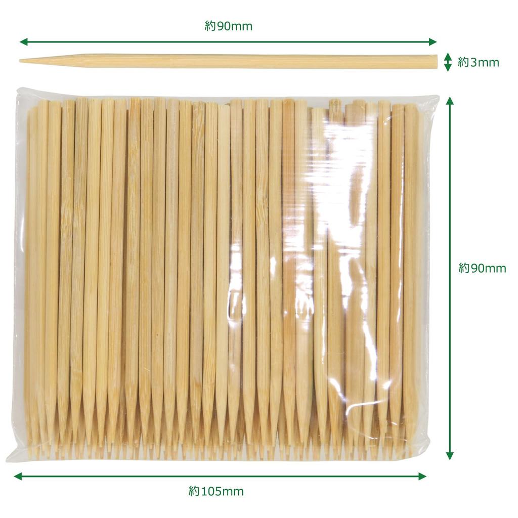 Morikuru Bamboo Fruit Pick 9cm Round Bamboo Pick Bamboo Pick SG Wonder Zone 240 Pieces TK08-28