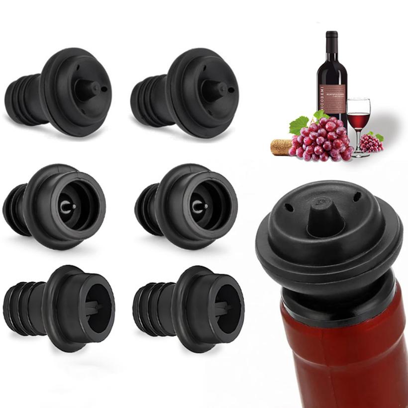 Vacuum Suction Bottle Stopper Wine Stopper Bar Accessories Air Lock Aerator Rubber Black Bottle Stopper Wine Fresh Saver Sealing