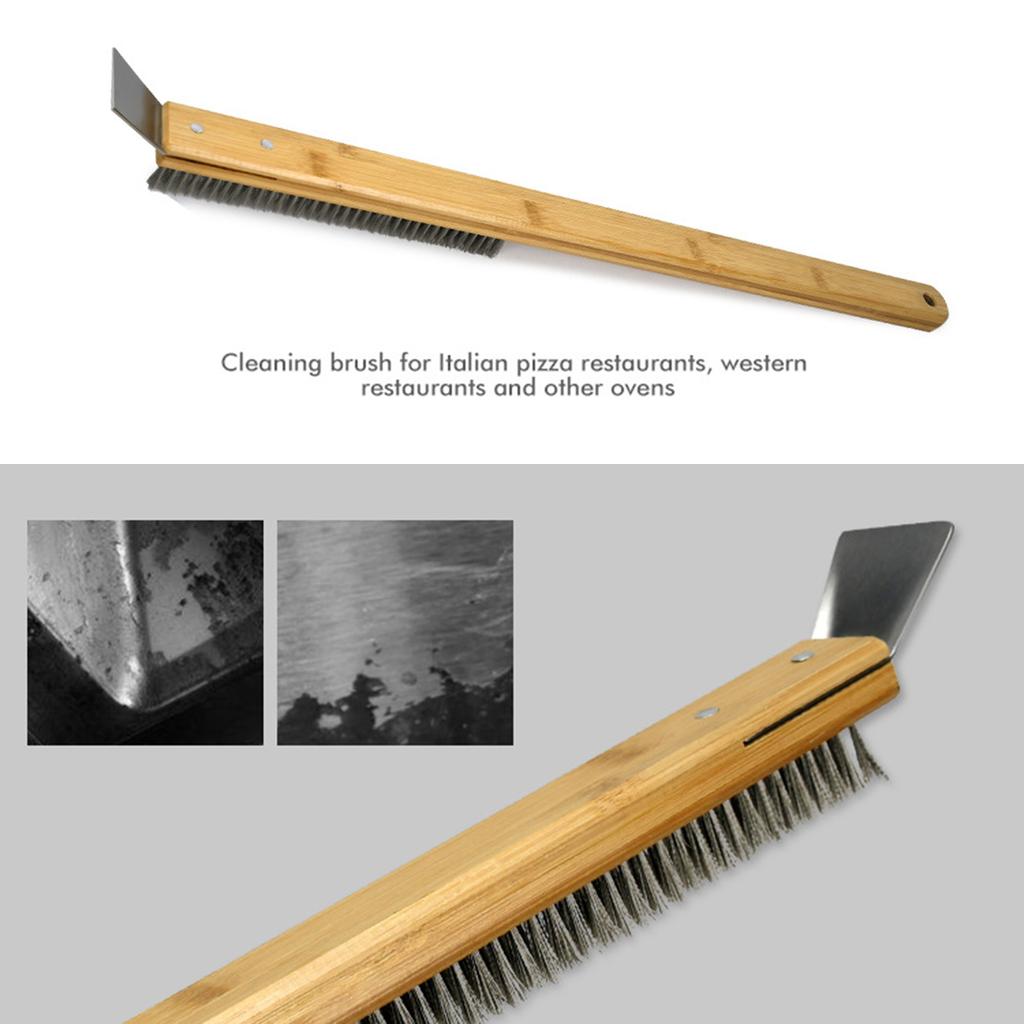 Длинная деревянная ручка для пиццы с каменным скребком для чистки духовки и предотвращения пригорания для пекарей и профессиональных поваров