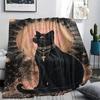 Retro Mysterious Kitten Print Flannel Blanket,High quality Comfortable for All Seasons,Home Decor,Warmth and Comfort,Perfect for Christmas Gifts